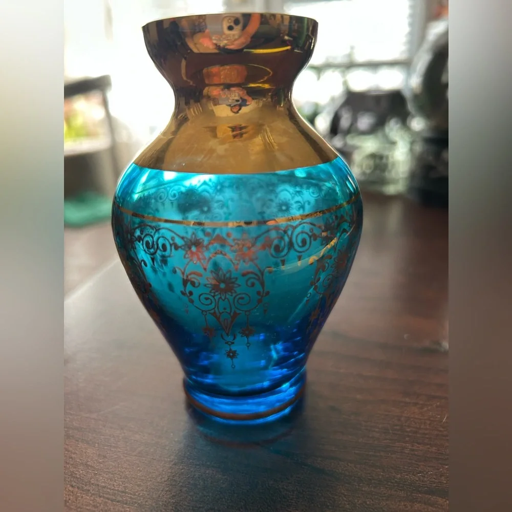Vecchia Murano Glass Blue Vase